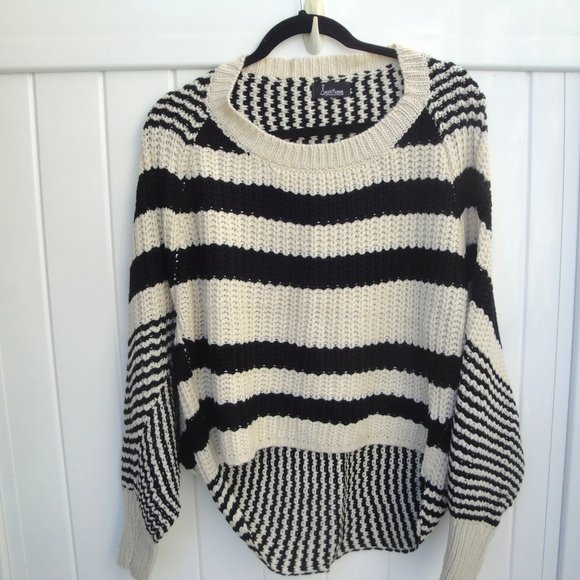 Snooki Love Sweaters - Snooki Love Black=Cream Striped Sweater